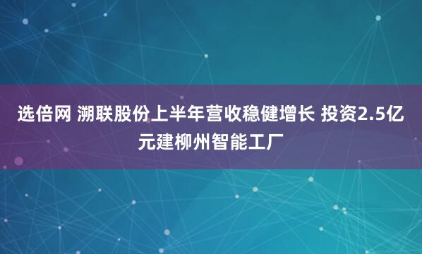 选倍网 溯联股份上半年营收稳健增长 投资2.5亿元建柳州智能工厂