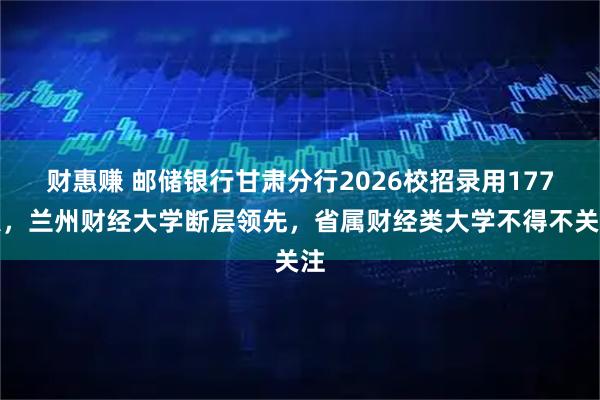 财惠赚 邮储银行甘肃分行2026校招录用177人，兰州财经大学断层领先，省属财经类大学不得不关注